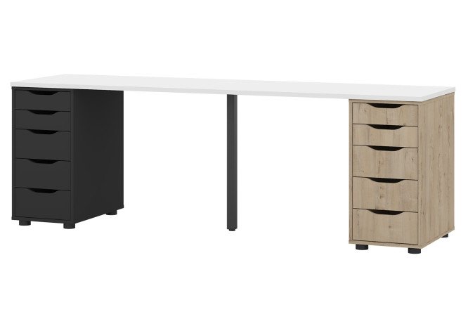 Изображение товара Письменный стол Alexys 200 см с квадратной опорой и тумбами, стильный дизайн