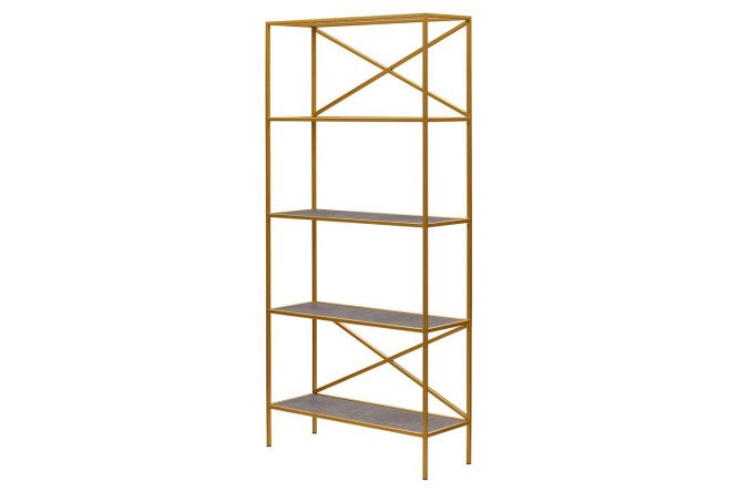 Изображение товара Стеллаж Karin из стали и керамики 80х175х30 см золотой и антрацит