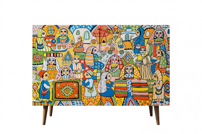 Изображение товара Комод Berber 120х90х45 см с принтом коричневый современный мебель