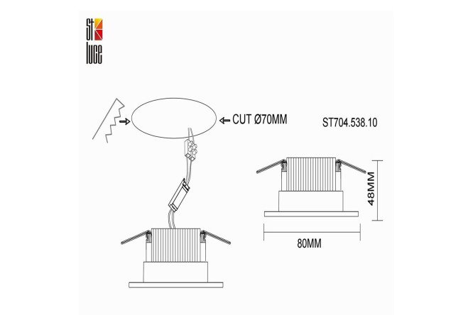 Светильник встраиваемый LED ST LUCE ST704 3 кв.м, 8x6x8 см, LED