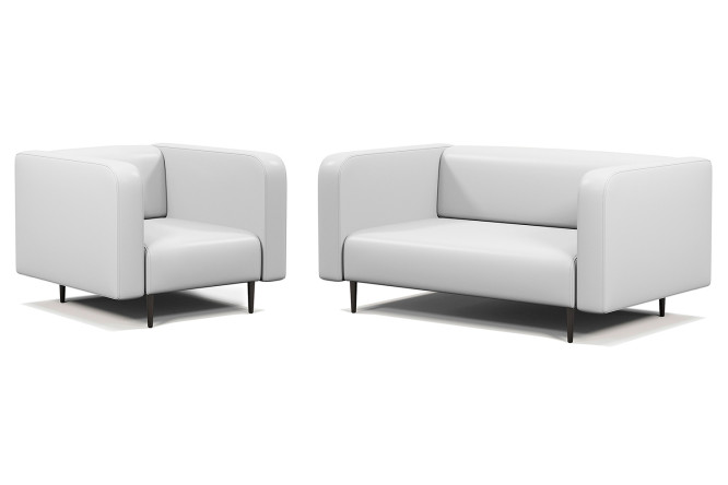 Изображение товара Диван и кресло Акцент из экокожи белого цвета - стильный комплект для гостиной