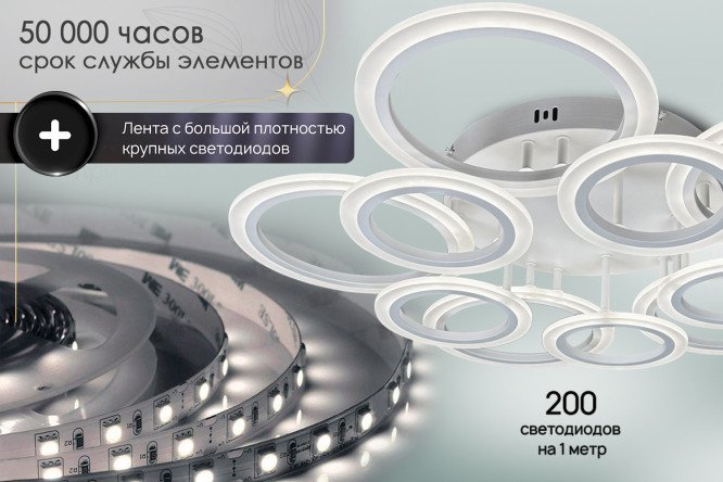 Люстра SEVEN FIRES Heyni SF5080/10C-WT 35 кв.м., LED, 73.5 см