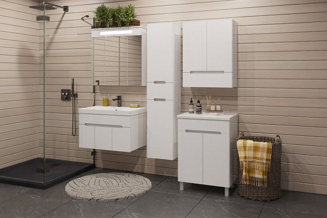 Изображение товара Мебель для ванной комнаты Парма 3 двери, подвесная цвет каркаса белый, фасада белый