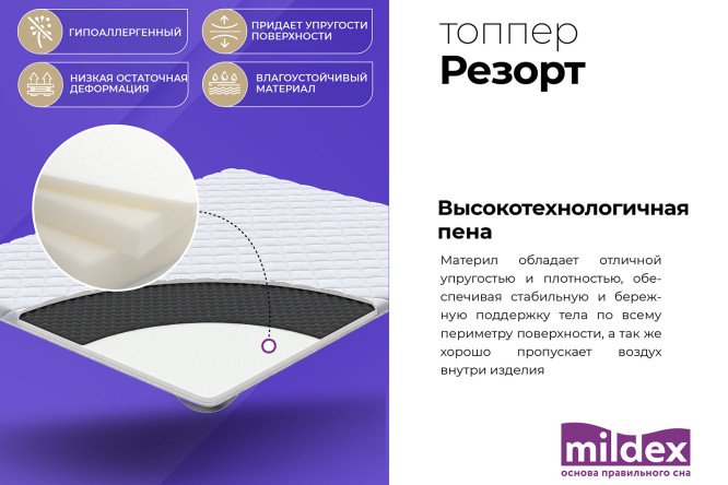 Топпер MILDEX Резорт 180х200 см
