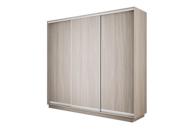 Изображение товара Трехдверный шкаф-купе Slide-2 из ясеня шимо светлого с серебряными элементами 180x240x45 см