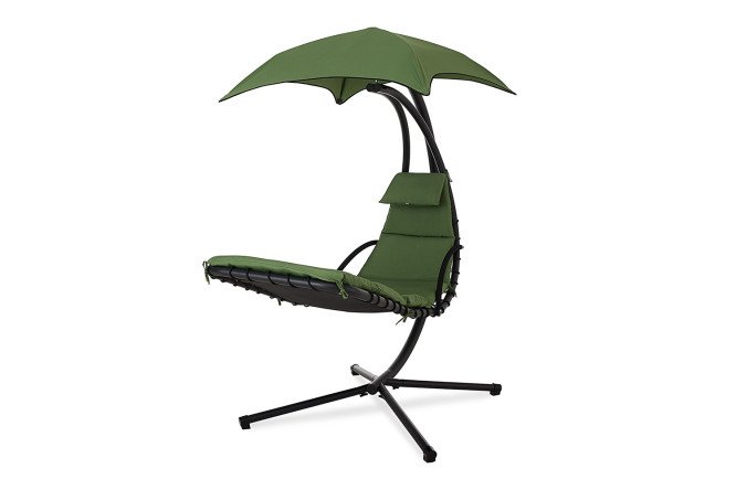 Изображение товара Шезлонг Dream подвесной с зелёными элементами, чёрный каркас