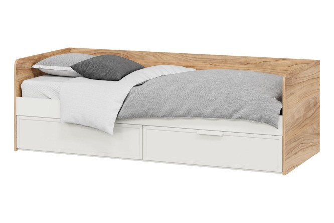 Изображение товара Кровать Стелла 80х200 см цвет яблоня беллуно, белый холст, белый жемчуг