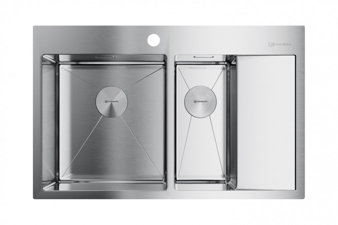 Изображение товара Мойка врезная с крылом OMOIKIRI Akisame 78-2-IN-L 4973062, нержавеющая сталь 78х51х20 см