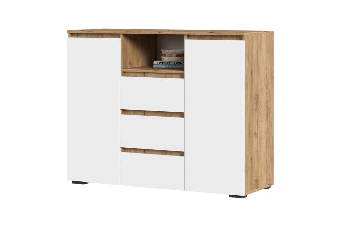 Изображение товара Комод Хелен 120х96 см с белым фасадом и золотым каркасом