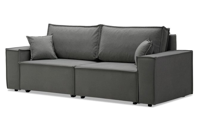 Изображение товара Диван-кровать Фабио серого цвета с обивкой из велюра