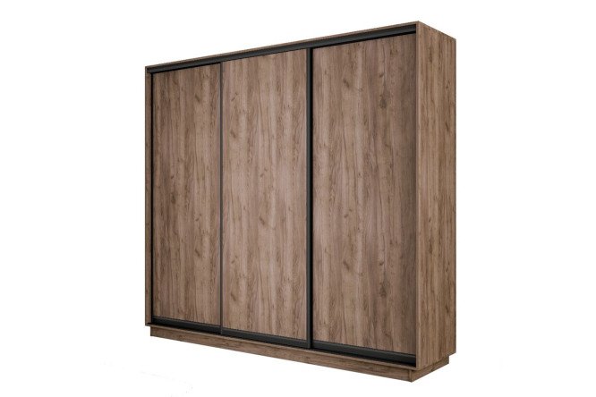 Изображение товара Шкаф-купе 3-дверный Slide-2 v.2, дуб крафт табачный/чёрный профиль