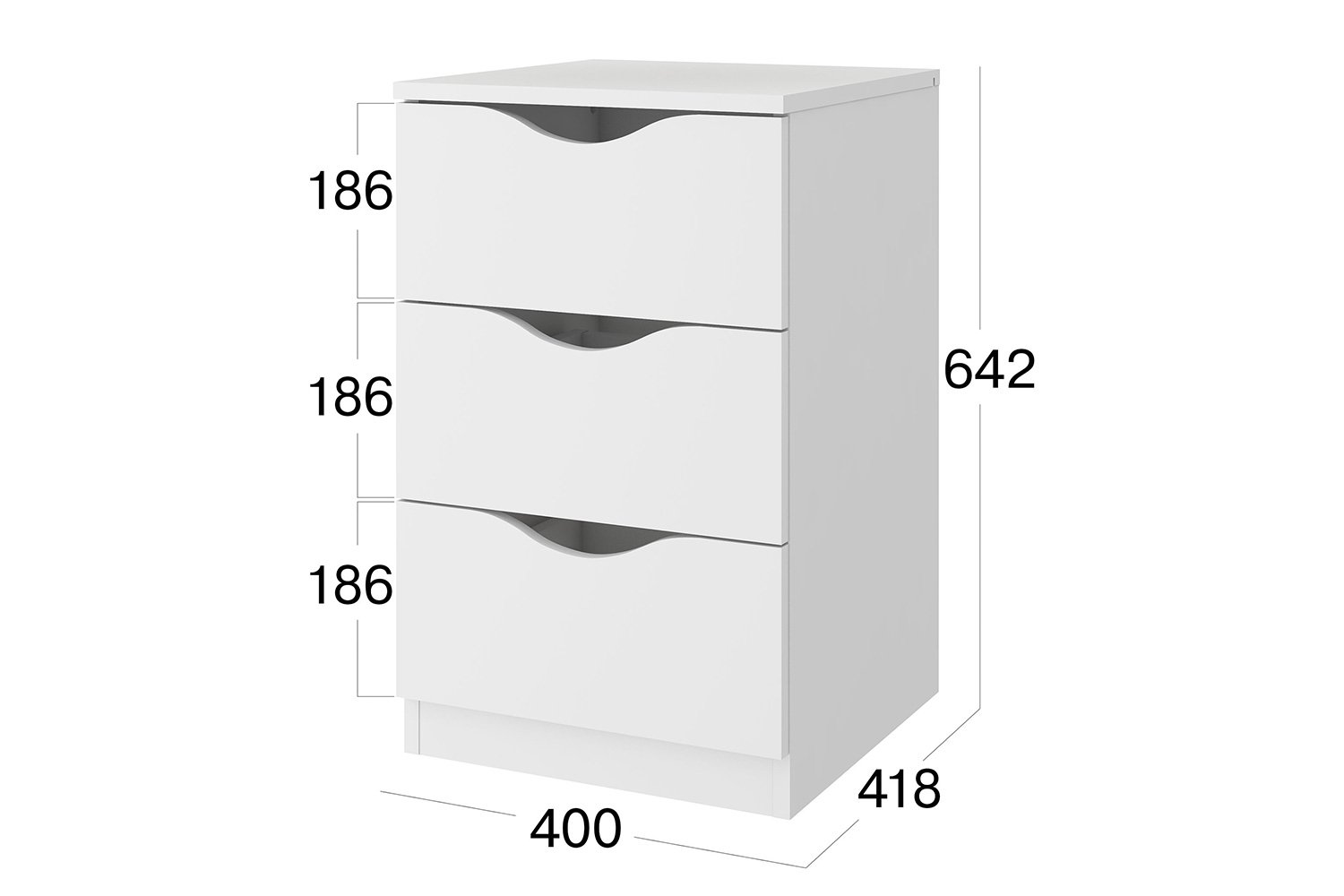 Тумба хелен m с тремя ящиками и двумя полочками