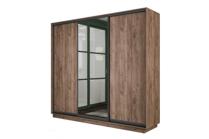 Изображение товара Шкаф-купе Slide-2 v.2 210x240x45 см дуб крафт табачный/чёрный профиль