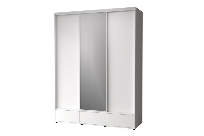 Изображение товара 3-дверный шкаф-купе Mod белый с зеркалом 180x239x62 см