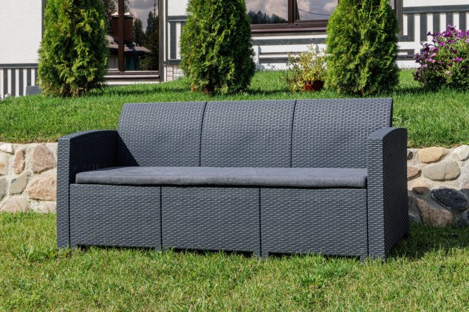 Изображение товара Диван 3-местный Lana цвет каркаса графит, отделки графит