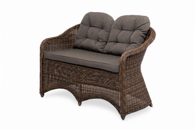 Изображение товара Двухместный диван 4SiS Равенна темно-серый коричневая отделка удобные подушки