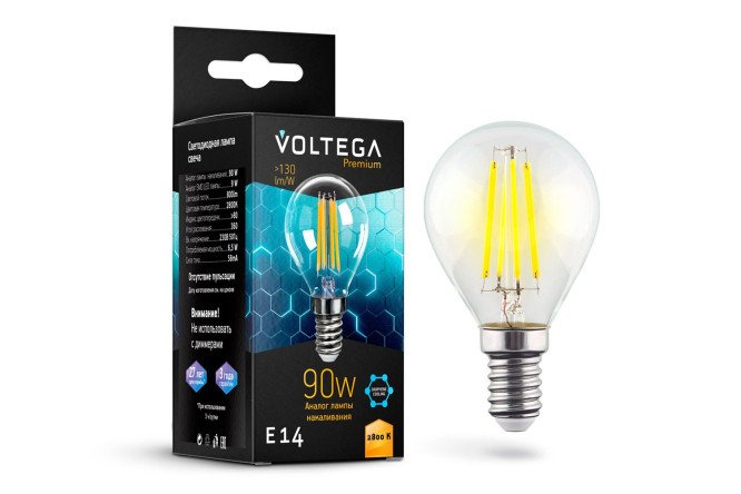 Изображение товара Лампа светодиодная VOLTEGA Crystal Globe Graphene E14, 9W, Груша, 2800 К, Тёплый