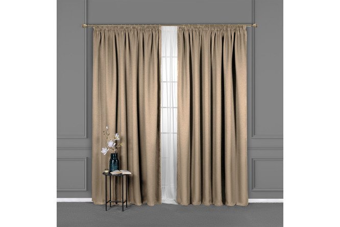 Изображение товара Штора на ленте Лорена 220х270 см тёмно-бежевый ткань димаут