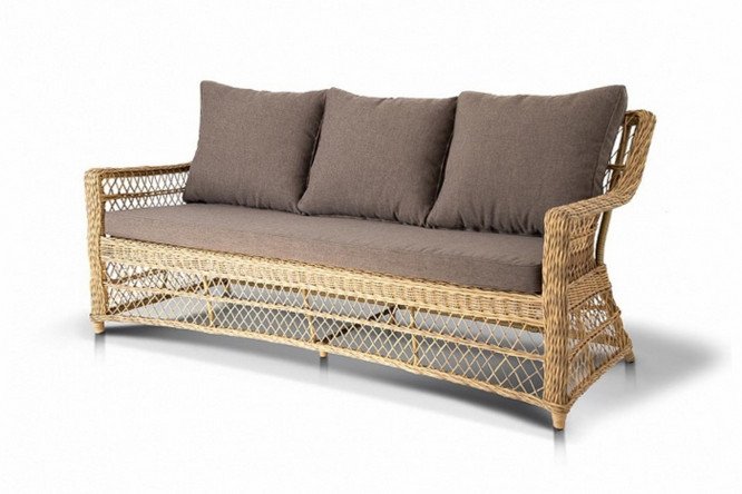 Изображение товара Диван трёхместный 4SiS Гранд Латте тёмно-серый с соломенной отделкой