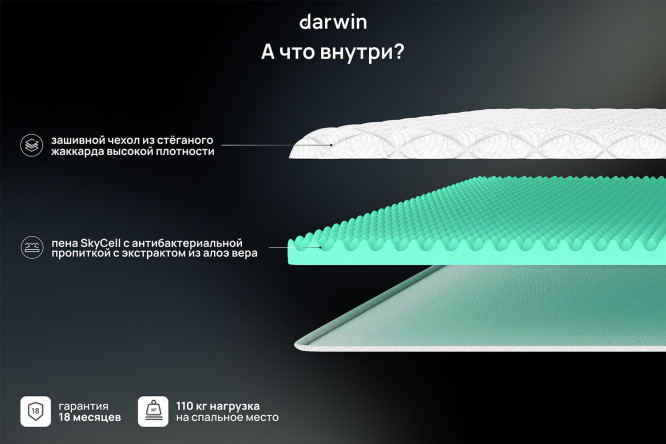 Матрас-топпер анатомический DARWIN Eco foam 180х200 см