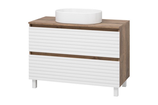 Изображение товара Тумба напольная Dakota 100 с раковиной дуб галифакс олово и белым фасадом
