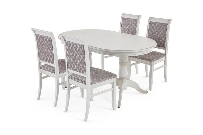 Изображение товара Обеденный стол Верона с 4 стульями белый с серебряной патиной