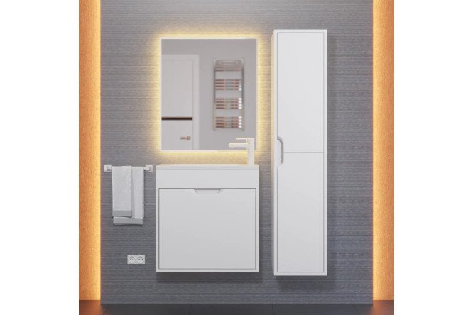 Фото 8 Тумба для ванной подвесная Modul 393020546 60 см, цвет каркаса белый матовый, фасада белый матовый