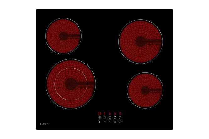 Изображение товара Электрическая варочная панель EVELUX Hev 641 B 59 см стеклокерамика 4 зона нагрева
