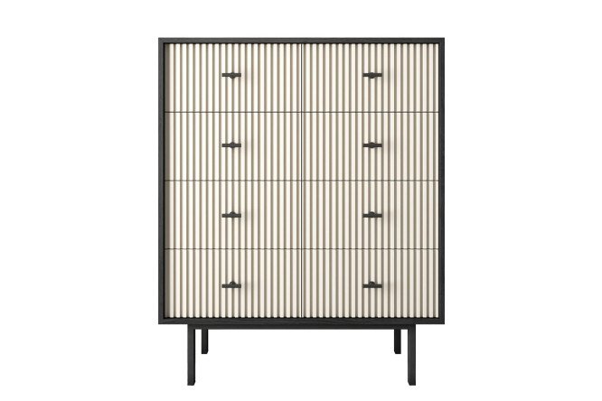 Изображение товара Комод Emerson с 8 ящиками молочный и чёрный