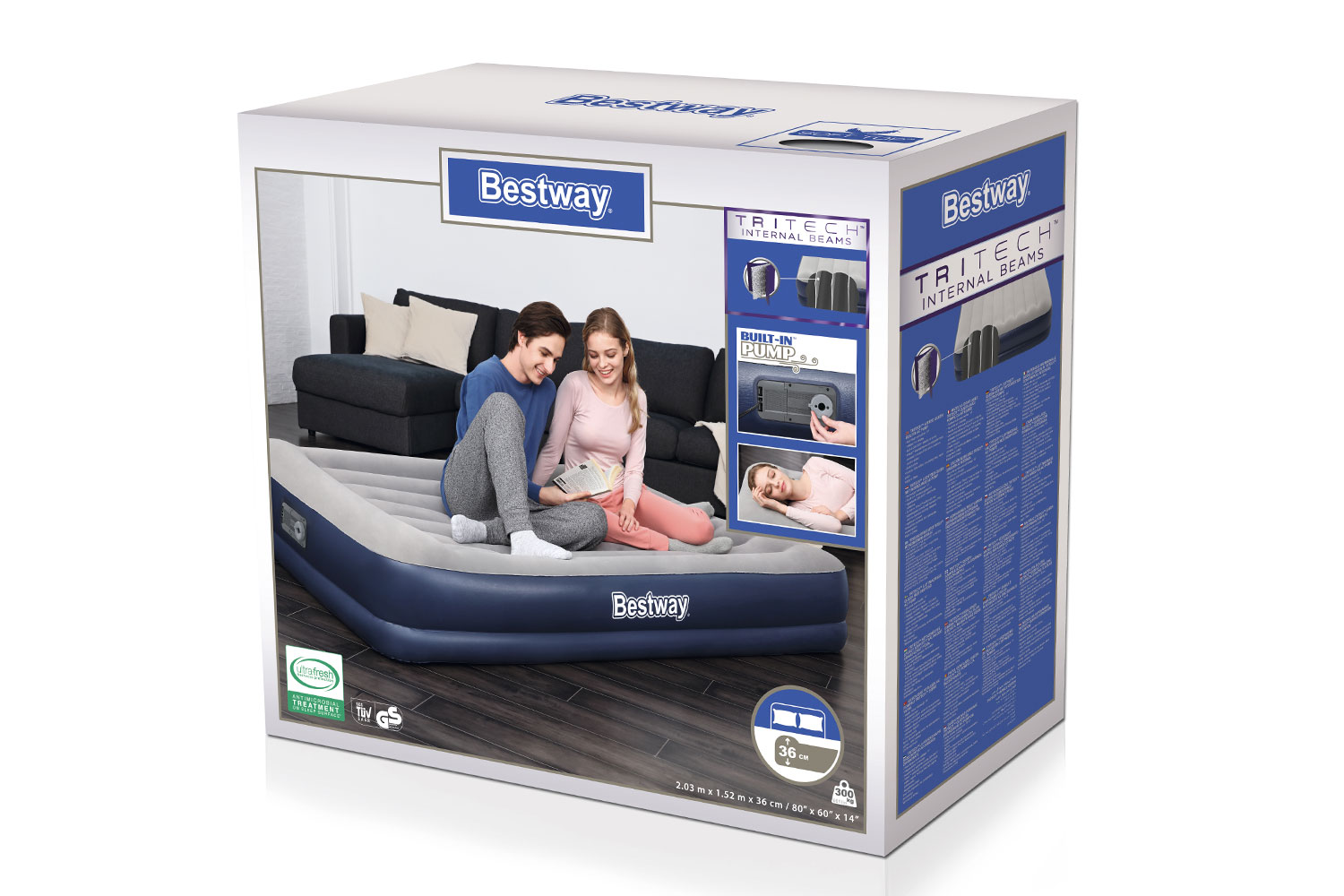 Надувная кровать bestway tritech airbed twin 67723