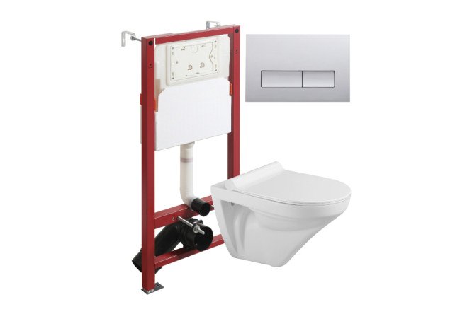 Изображение товара Унитаз с инсталляцией AGGER ATI06100+APB200 белый хромированный