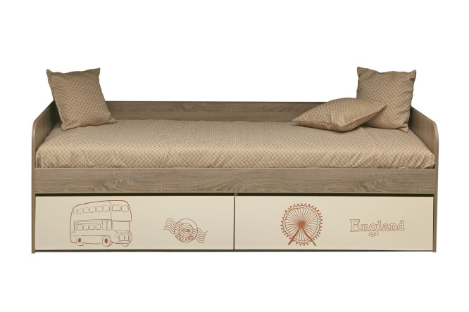 Изображение товара Кровать Бритиш Бум 80х200 см цвет кремовый, дуб трюфельный