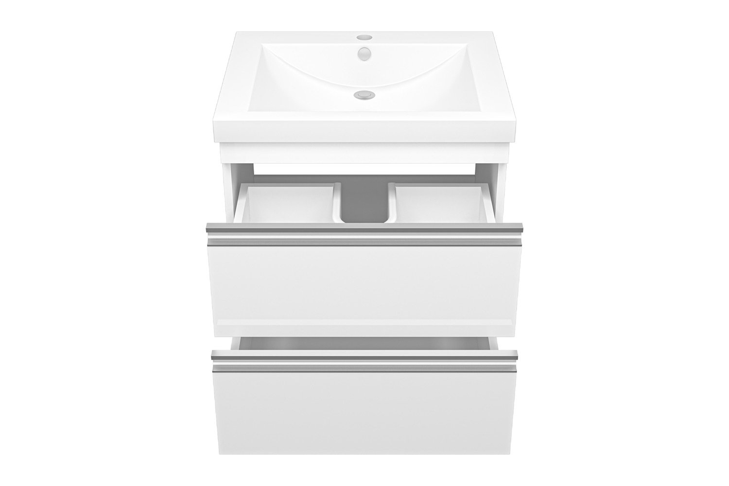 Тумба подвесная Ингрид 60 П-Инг-01060-011П2Я с 2 ящиками 58 см, цвет каркаса белый, фасада белый