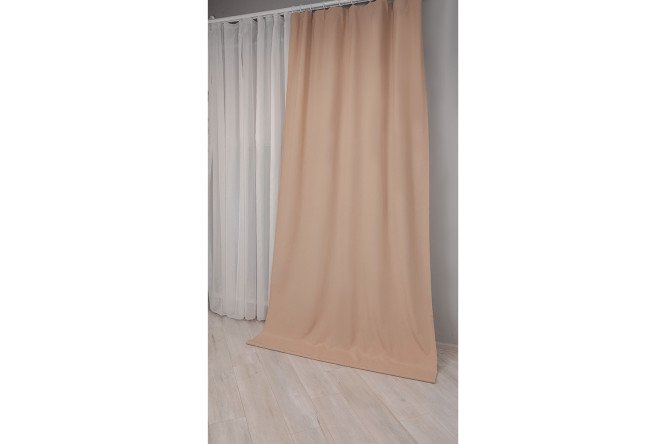 Изображение товара Штора Фарелл бежевый 80% полиэфир 20% хлопок, рогожка, стильная и практичная