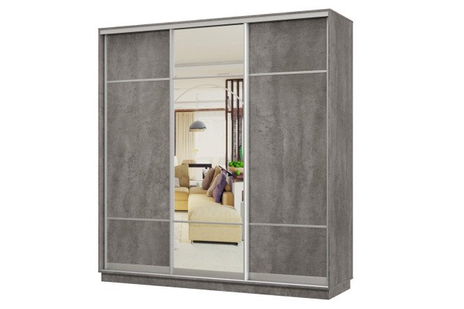 Изображение товара Шкаф-купе 3-дверный Практик 210х240х60 см с зеркалами