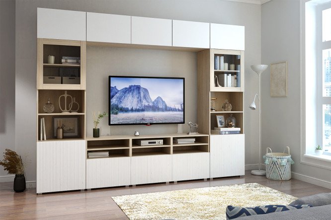 Изображение товара Гостиная Оскар дуб сонома, гладкий / волна тальк