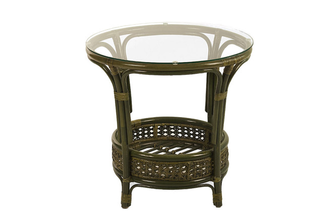 Изображение товара Стол Пеланги 65 см: стекло и ротанг