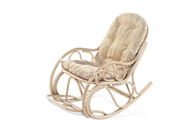 Изображение товара Кресло-качалка 05/05 -н-б натуральный каркас бежевые мягкие элементы