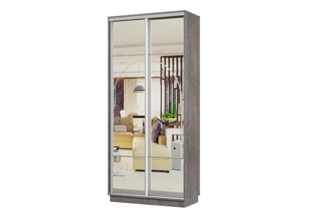 Изображение товара Шкаф-купе 2-дверный Практик мини, бетон, 100х220 см, зеркало Изображение товара Шкаф-купе 2-дверный Практик мини, бетон, 100х220 см, зеркало