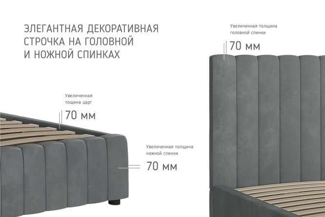 Фото 3 Кровать с подъёмным механизмом Нельсон Полоса цвет тростниковый 160х200 см