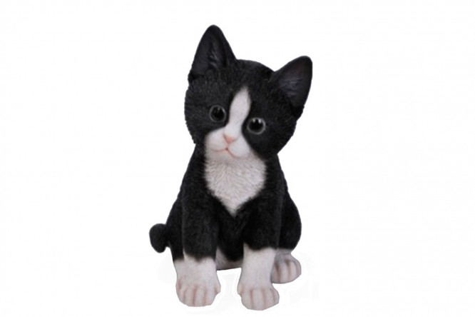 Садовая декоративная фигура Котёнок чёрно-белый 20 см