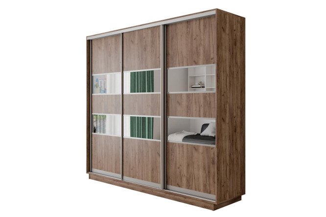 Изображение товара Шкаф-купе 3-дверный Оптима в дубе табачном, 180х220х60 см Изображение товара Шкаф-купе 3-дверный Оптима в дубе табачном, 180х220х60 см