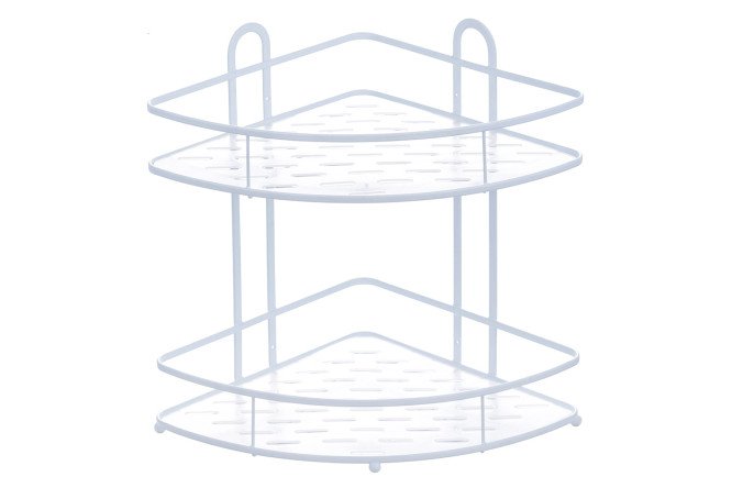 Изображение товара Полка угловая 2-ярусная BERKRAFT Practical ZC1101 белая 27x34,5x27 см
