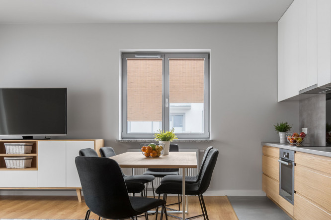 Изображение товара Рулонная штора УЮТ Рига бежевый 94x175 см для дома и офиса