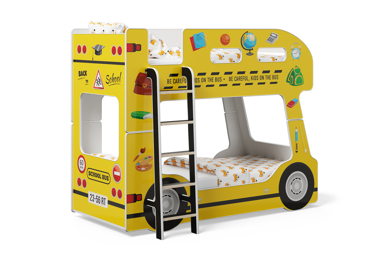 фото Кровать двухъярусная школьный автобус hoff