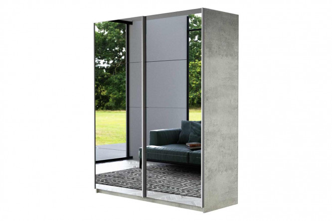 Изображение товара Шкаф-купе 2-дверный Cors 140х230 см, бетон светлый, фасад зеркало