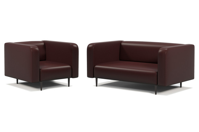Изображение товара Диван и кресло Акцент из экокожи шоколад - современная мебель для гостиной