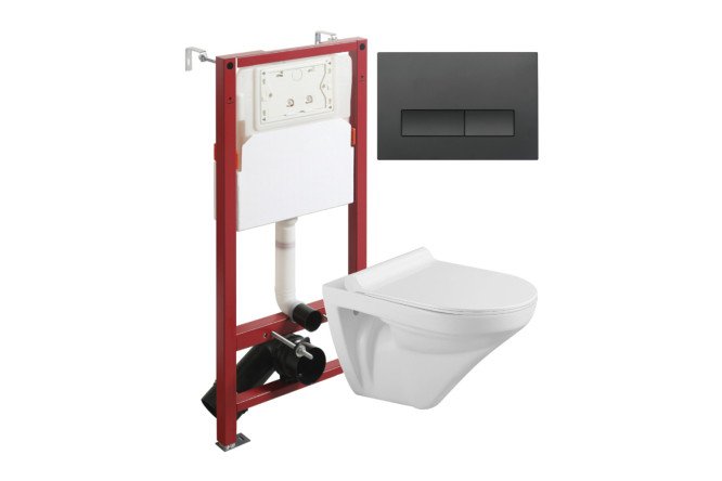 Изображение товара Подвесной унитаз с инсталляцией ATI06100+APB244 белый стильный и надежный