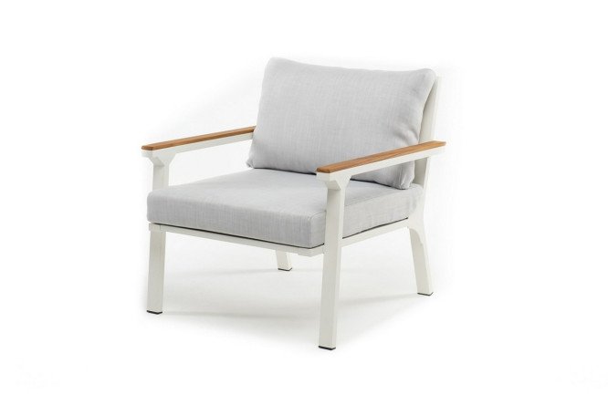 Изображение товара Кресло Concorde цвет каркаса белый, натуральное дерево, мягких элементов светло-серый