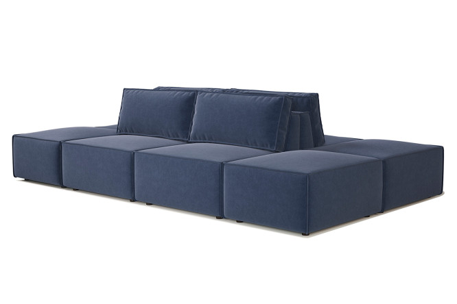 Изображение товара Модульный диван Шарм 25 с велюровым покрытием Ультра миднайт 340х190х70 см